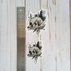 GLOSSY STICKER: Rebirth Skull and Mushroom Black and Grey Sticker , Skull and Ferns Sticker , Dark Aesthetic Skull Sticker , Skull Sticker
