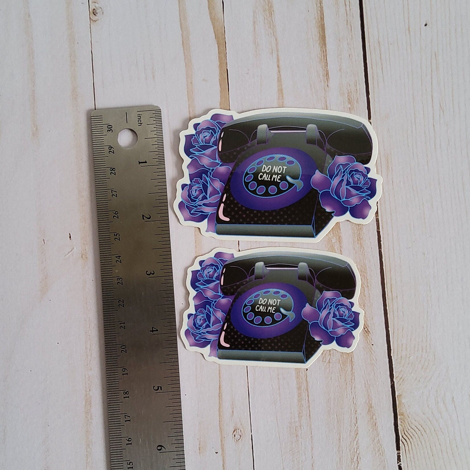 GLOSSY STICKER: Goth Don't Call Me Rotary Phone , Rotary Phone Sticker , Goth Phone Sticker , Retro Phone Sticker, Goth Sticker , Goth Vibes