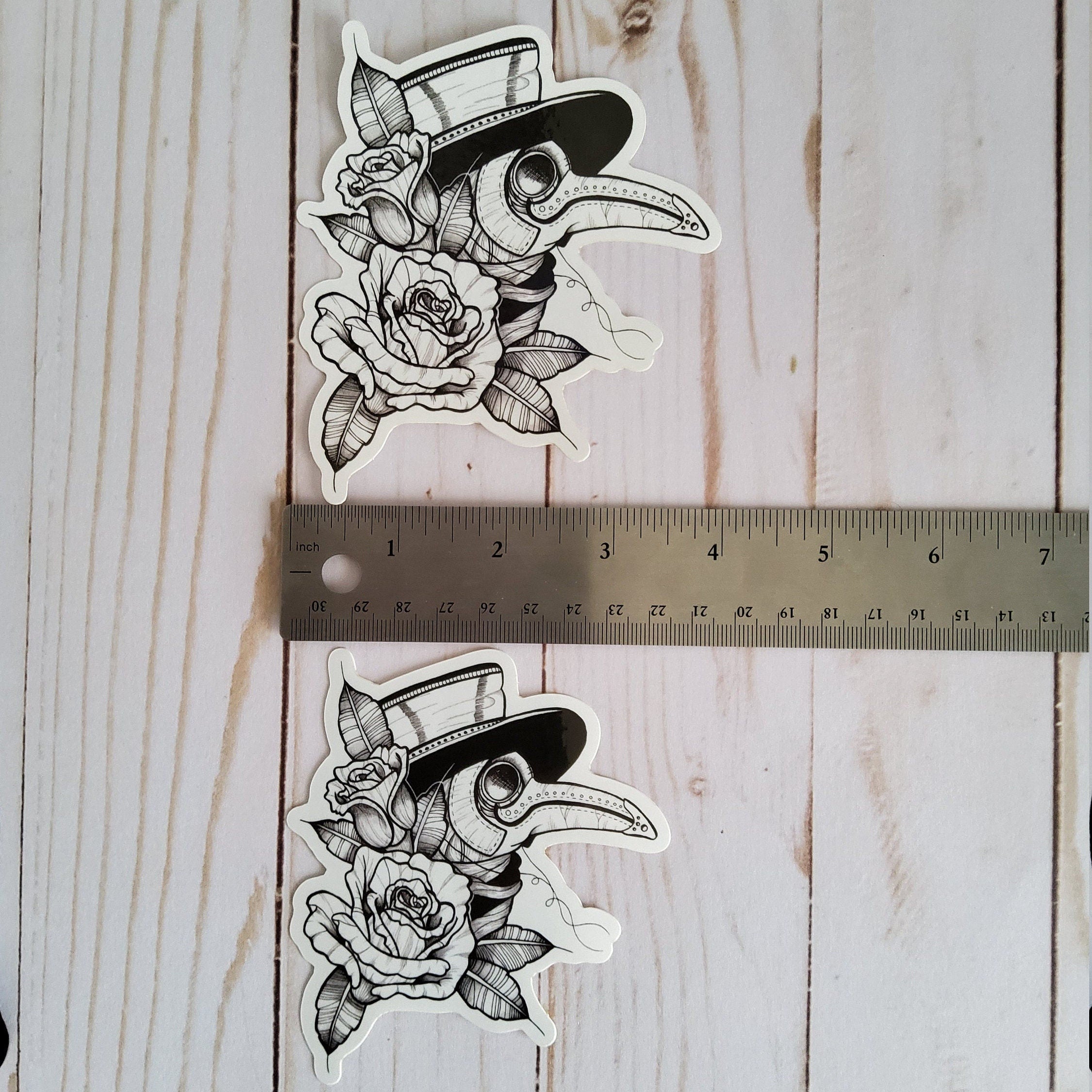 GLOSSY STICKER: Plague Doctor Sticker , Plague Doctor Sticker , Traditional Plague Doctor Art , Plague Doctor and Roses Sticker , Plague