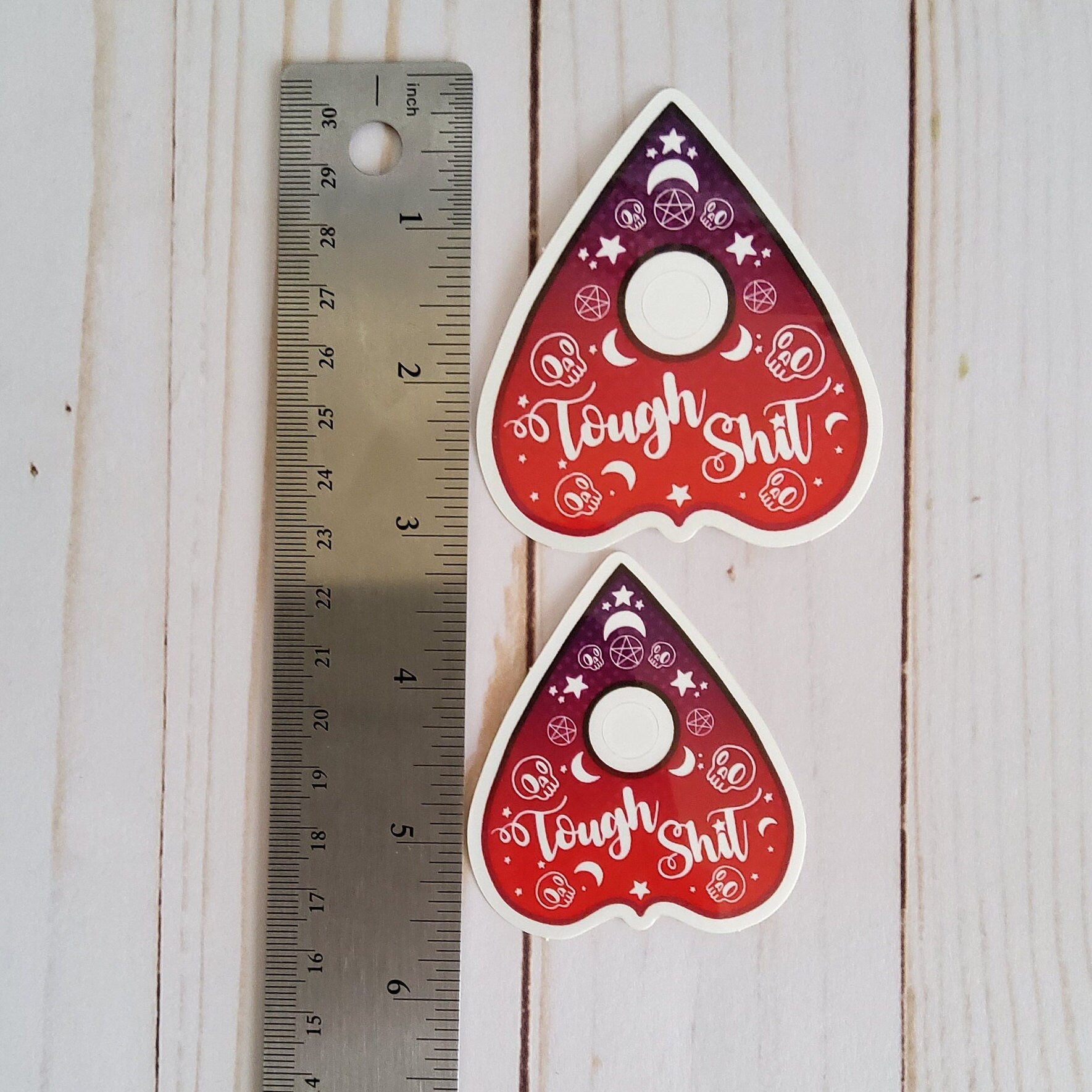 GLOSSY STICKER: Tough Shit Planchette , Tough Shit Sticker , Sarcasm Sticker , Planchette Stickers , Funny Stickers , Red Planchette Sticker Acornandcrowstudio