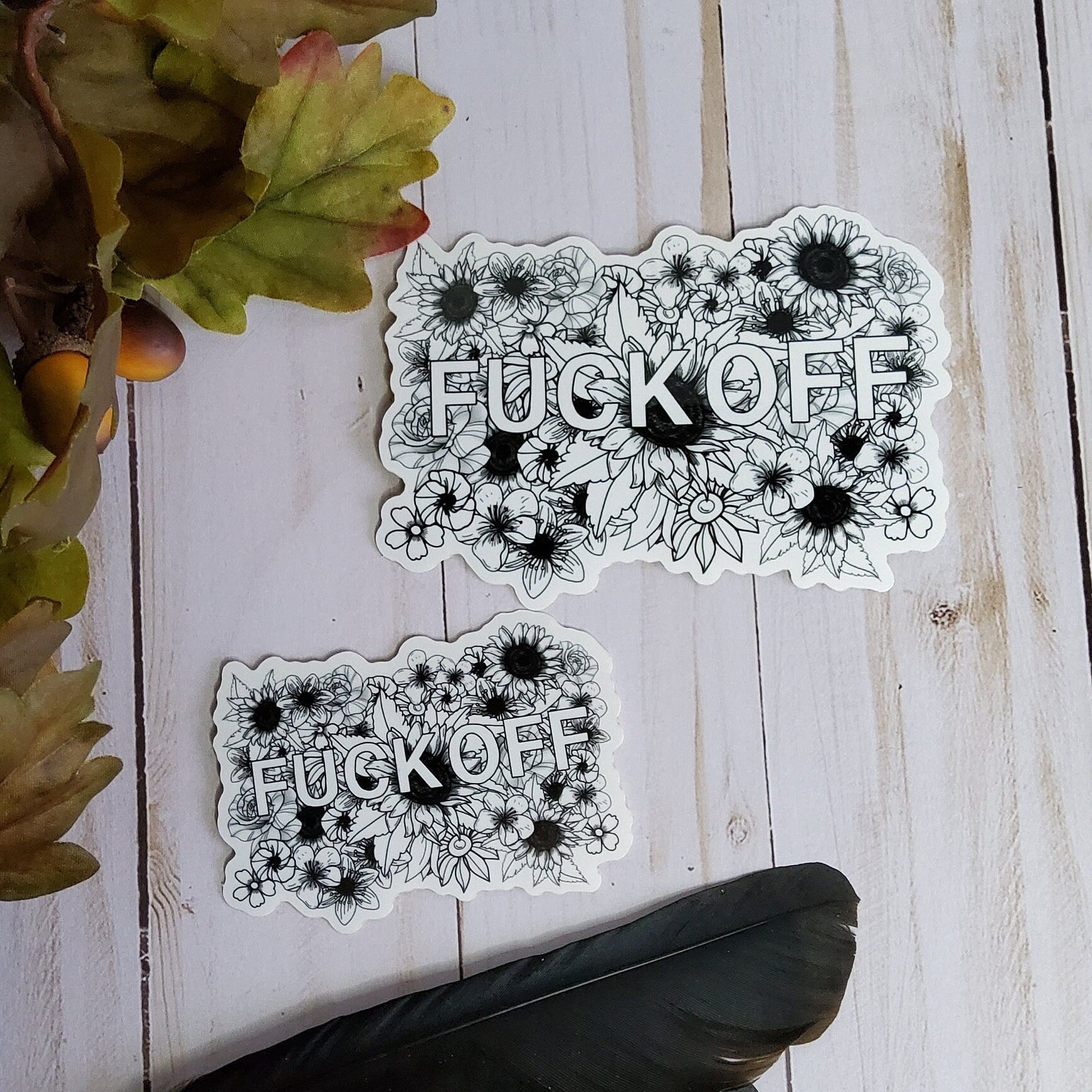 GLOSSY STICKER: Fuck Off Sticker , Floral Fuck Off Sticker , Profanity Sticker , Fuck Sticker , Eff Off Sticker , Sketchbook Sticker Sticker Acornandcrowstudio