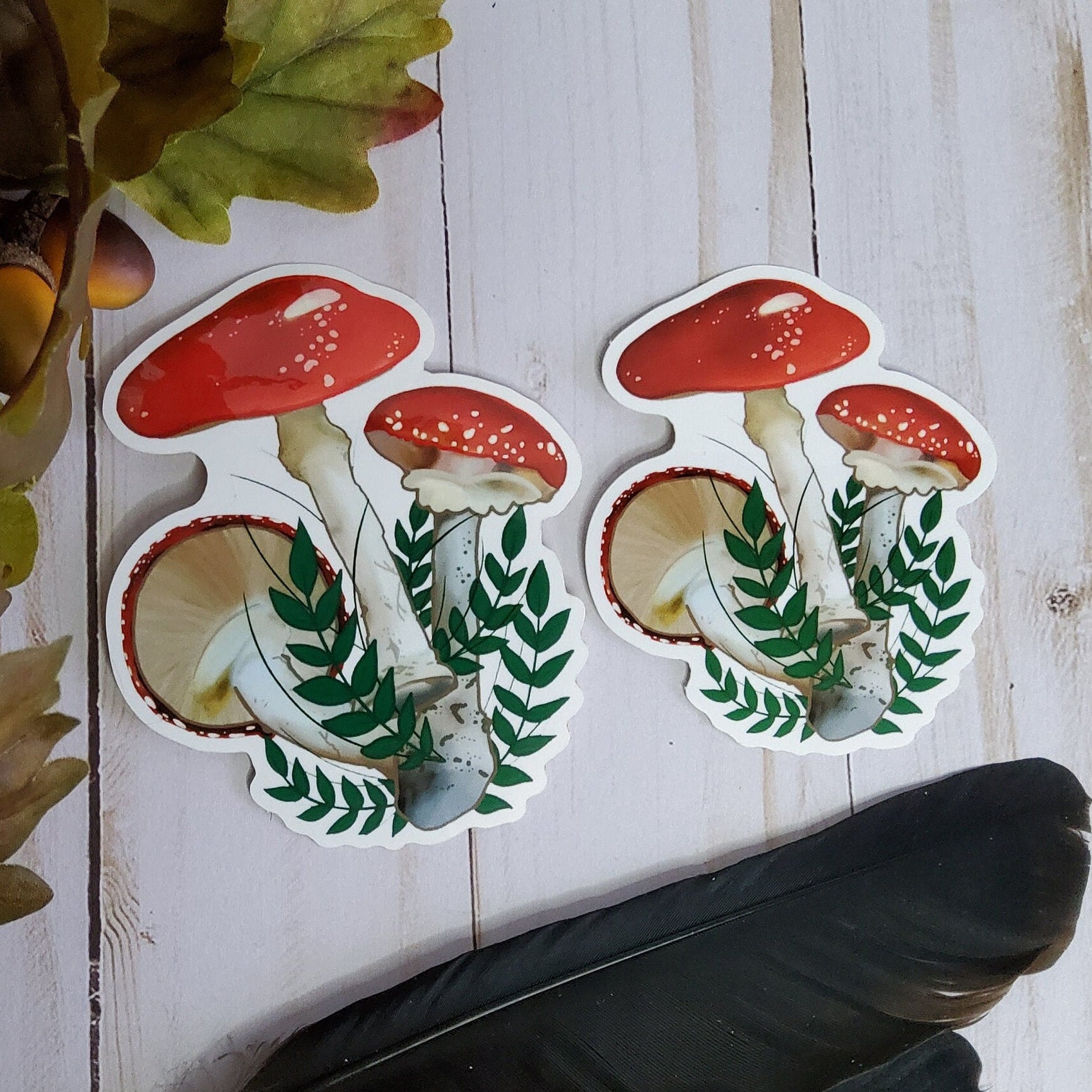 GLOSSY STICKER: Red Mushroom Forest Floor Aesthetic Sticker , Red Mushroom Sticker , Red Forest Mushroom Sticker , Mushroom Stickers