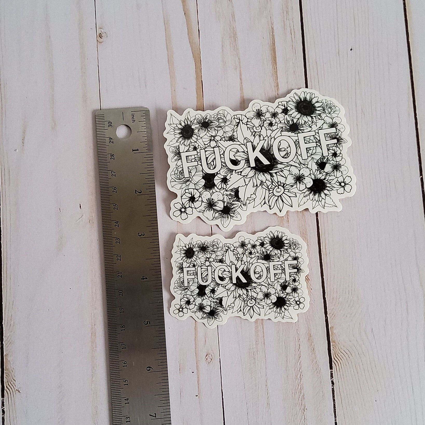 GLOSSY STICKER: Fuck Off Sticker , Floral Fuck Off Sticker , Profanity Sticker , Fuck Sticker , Eff Off Sticker , Sketchbook Sticker Sticker Acornandcrowstudio