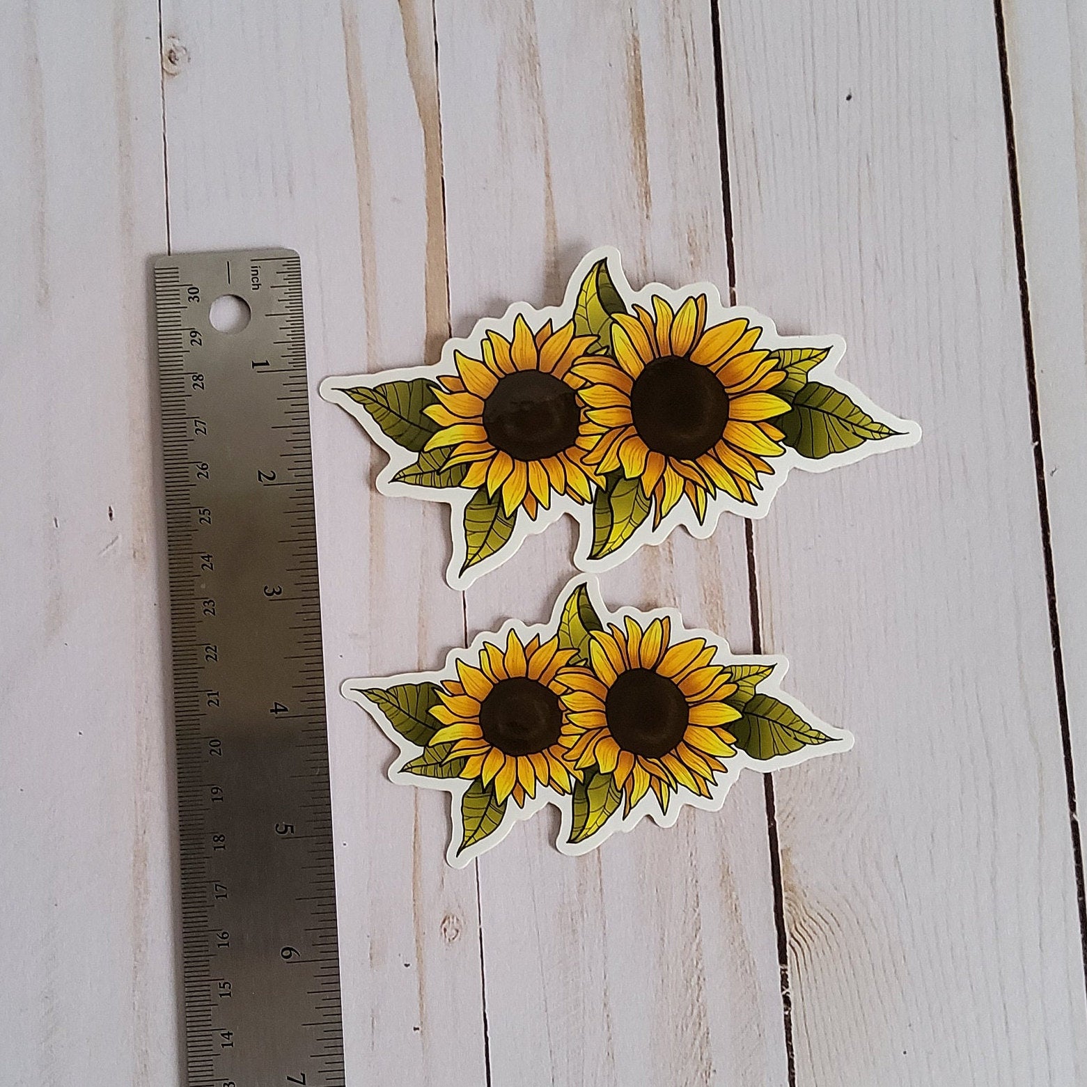GLOSSY STICKER: Sunflower Botanical Illustration , Sunflower Sticker , Yellow and Gold Sunflower Sticker , Sunflower Vibes , Sunflowers