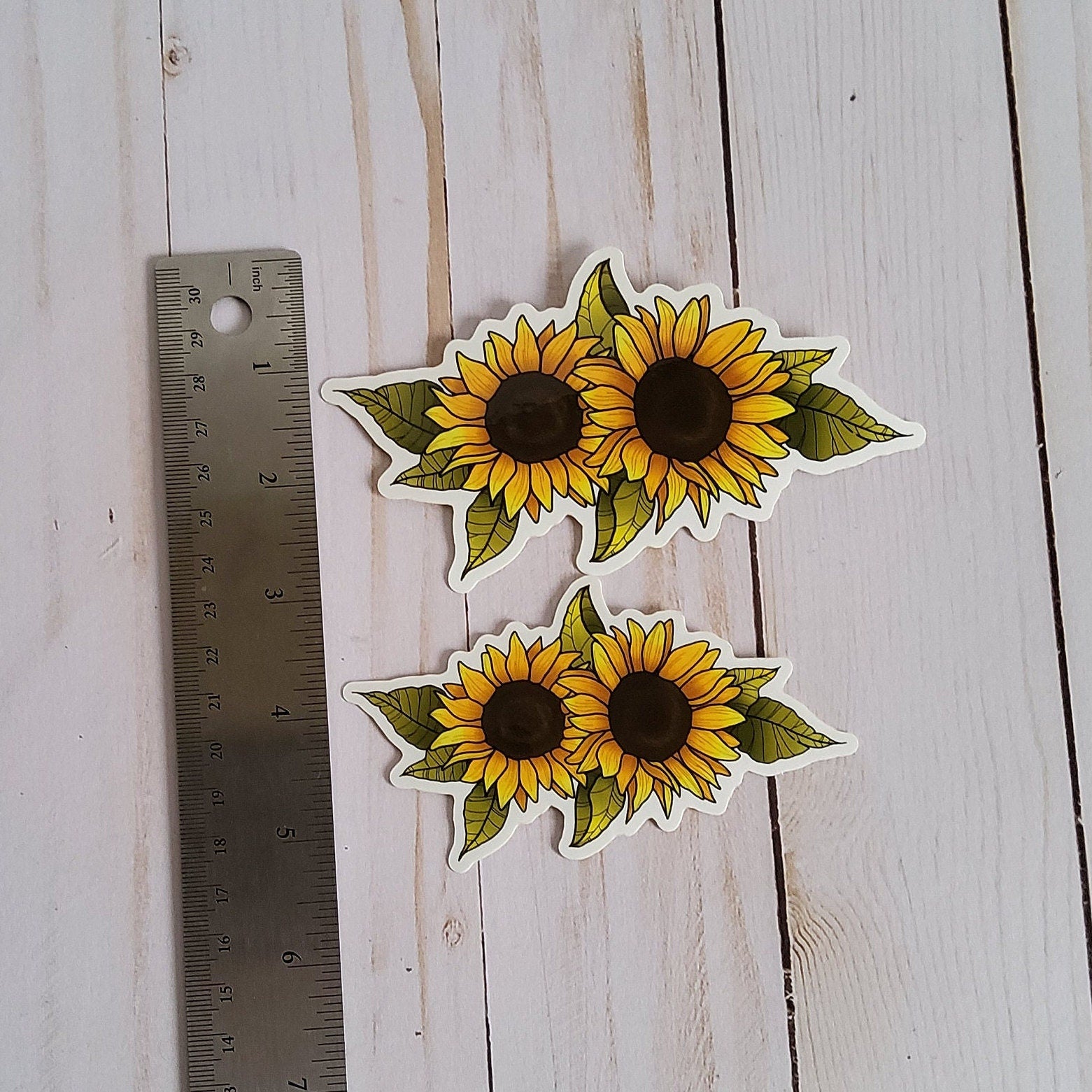 GLOSSY STICKER: Sunflower Botanical Illustration , Sunflower Sticker , Yellow and Gold Sunflower Sticker , Sunflower Vibes , Sunflowers Acornandcrowstudio