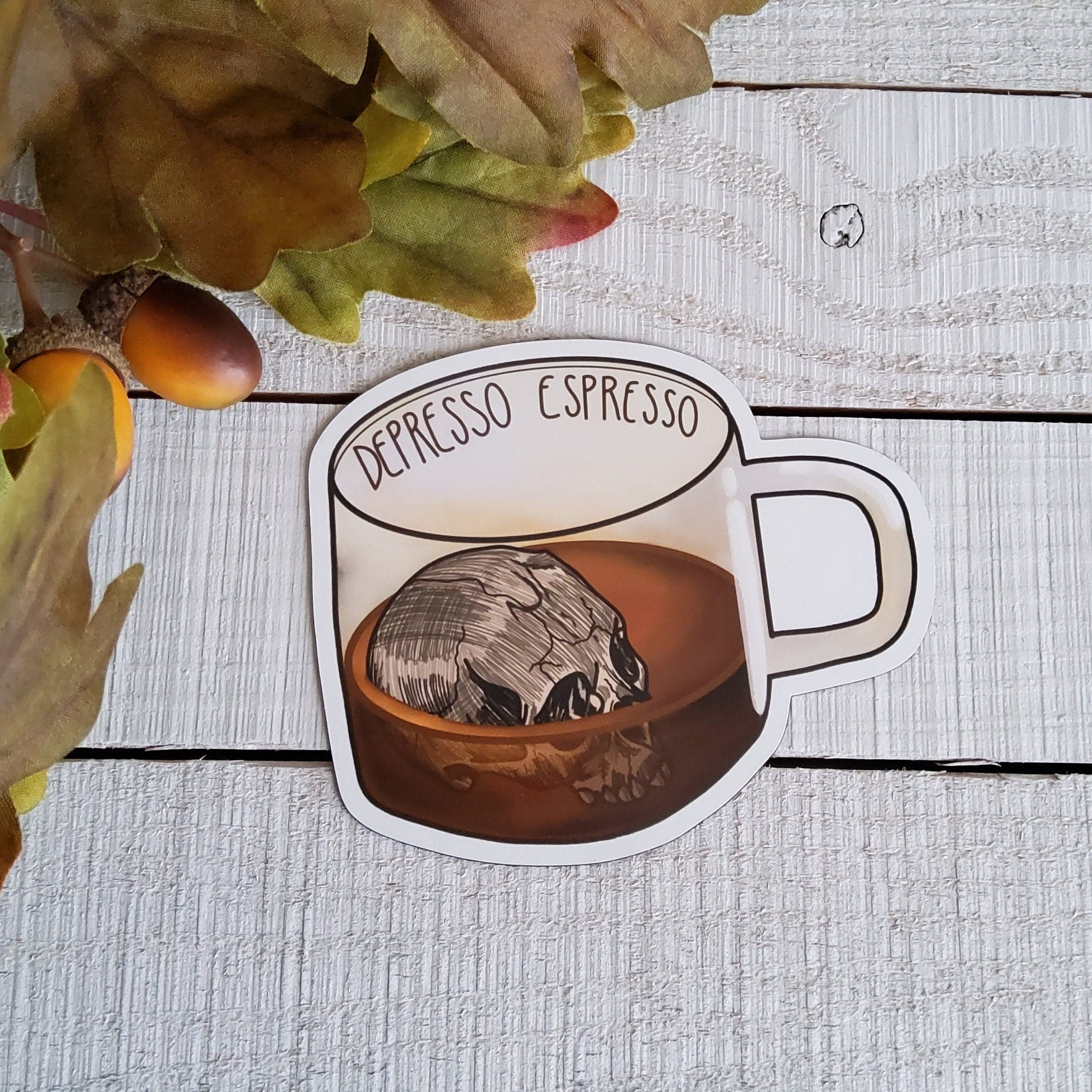 MAGNET: Depresso Espresso Magnet , Coffee Cup Magnet , Skull Coffee Magnet , Coffee Skull Magnet , Depresso Espresso Skull Magnet