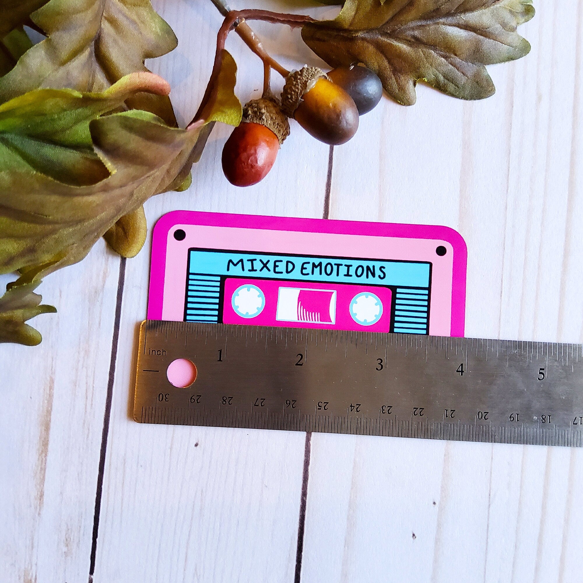 MAGNET: Mixed Emotions Pink 80s Vibes Cassette Tape , Cassette Tape Decorative Magnet , Pink Tape Magnet , Pink Mixed Emotions Magnet