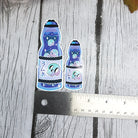 GLOSSY STICKER: Blue Glass Bottle Drink Skull Sticker , Skull Drink Sticker , Skull Blue Sticker , Blue Drink Sticker , Glass Bottle
