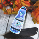 GLOSSY STICKER: Blue Glass Bottle Drink Skull Sticker , Skull Drink Sticker , Skull Blue Sticker , Blue Drink Sticker , Glass Bottle