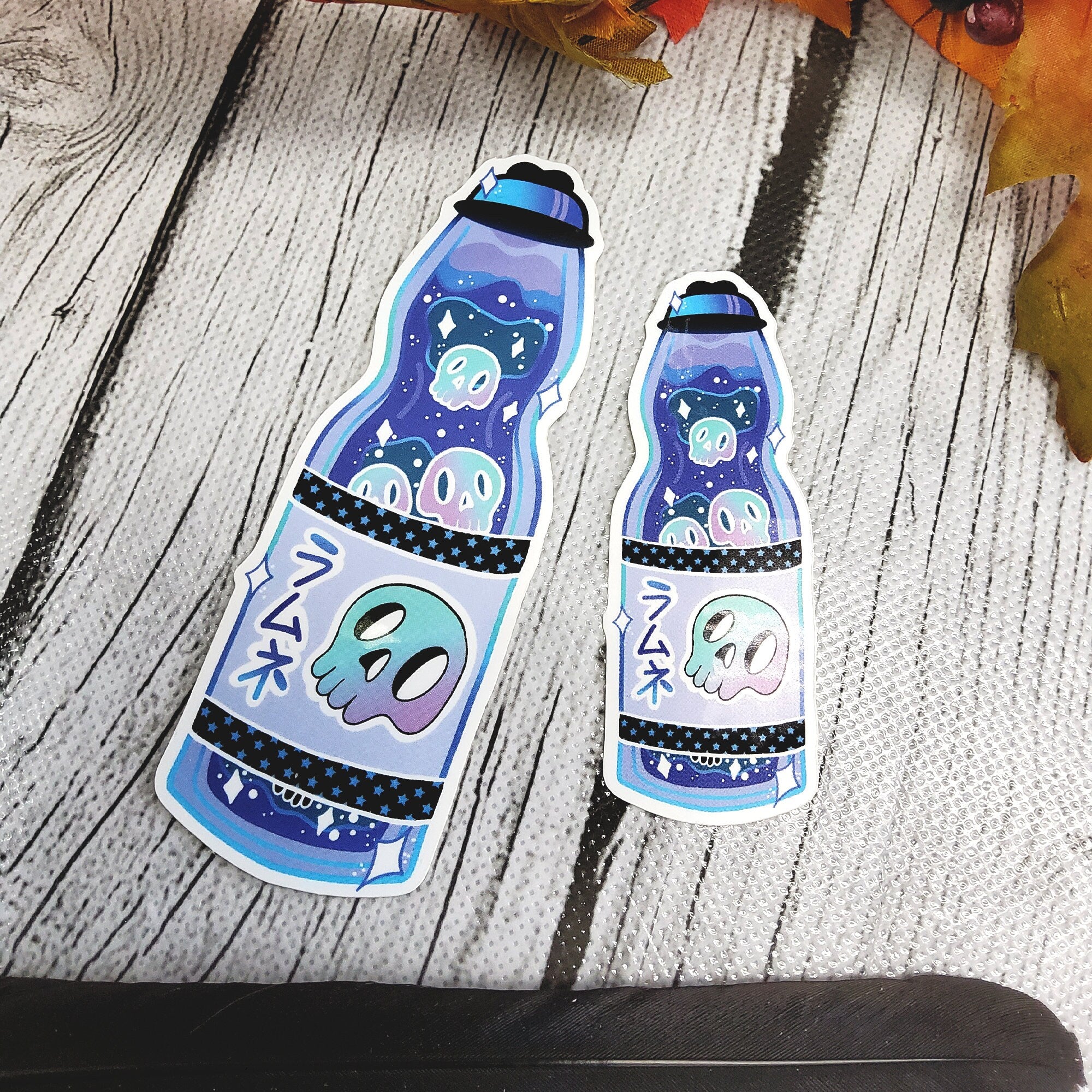 GLOSSY STICKER: Blue Glass Bottle Drink Skull Sticker , Skull Drink Sticker , Skull Blue Sticker , Blue Drink Sticker , Glass Bottle