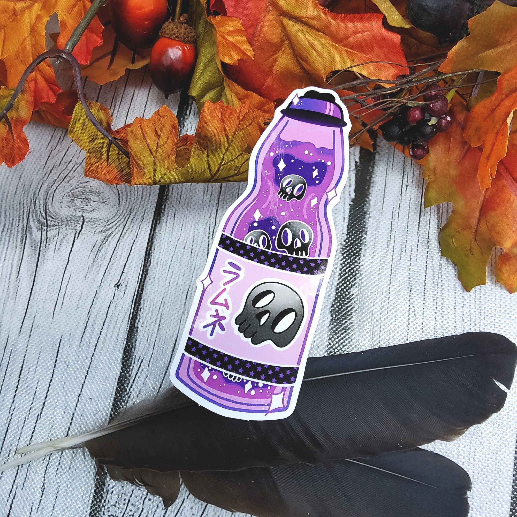 GLOSSY STICKER: Purple Glass Bottle Drink Skull Sticker , Skull Drink Sticker , Skull Purple Sticker , Purple Drink Sticker , Glass Bottle