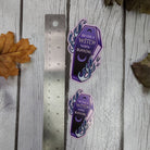GLOSSY STICKER: 'Become a Witch Worth Burning' Coffin , Purple Coffin Sticker , Witchy Purple Coffin Sticker , Witchy Coffin Sticker