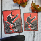 MATTE STICKER: Crow Tarot Card Style Sticker , Red Tarot Card Style Sticker , Crow Sticker , Omen Sticker