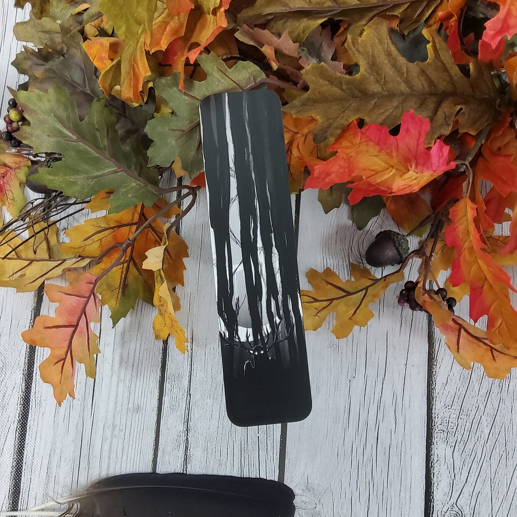 BOOKMARK: The ' Watcher' Creepy Forest with Moon , Creepy Cryptid Bookmark , Black Forest and Moon Bookmark , Cryptid Bookmark Bookmarks Acornandcrowstudio