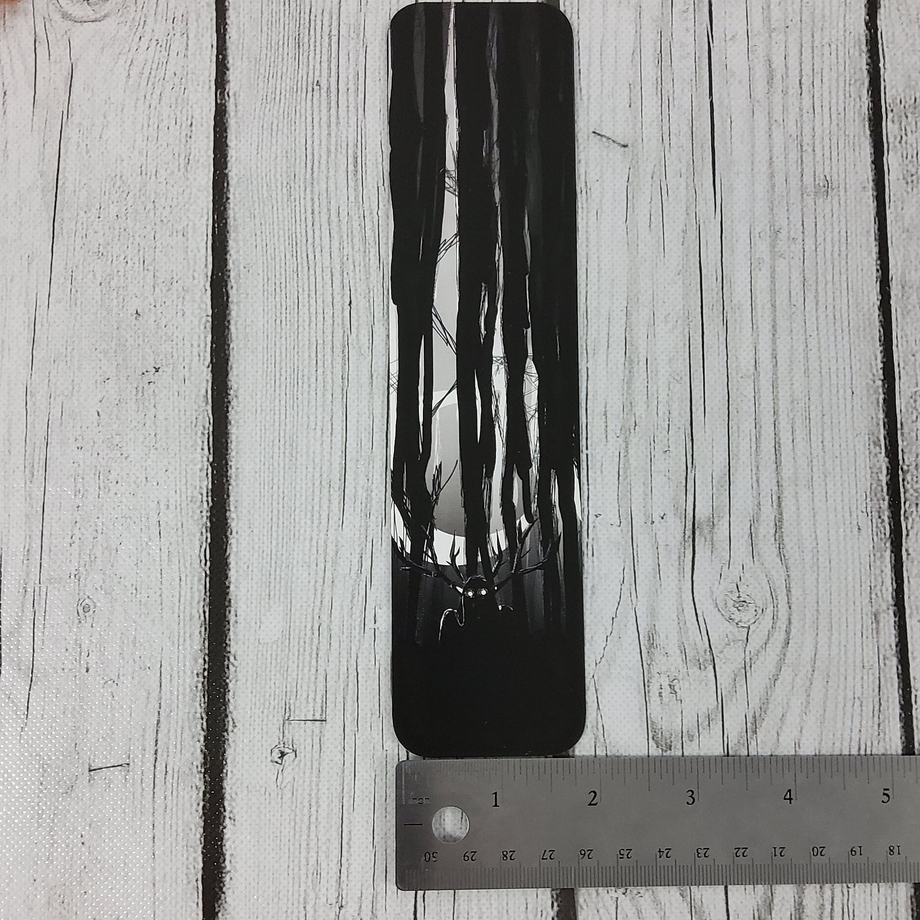 BOOKMARK: The ' Watcher' Creepy Forest with Moon , Creepy Cryptid Bookmark , Black Forest and Moon Bookmark , Cryptid Bookmark