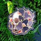 MATTE STICKER: Tattoo Style Skull and Acorns , Skull and Acorn Sticker , Goth Skull and Leaves Sticker , Tattoo Style , Dark Aesthetic