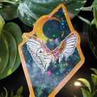 HANDMADE MAGNETIC BOOKMARK: Forest Owl and Gold Moon , Dark Forest and Barn Owl Bookmark , Owl and Moon Art , Barn Owl Bookmark