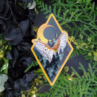 GOLD GLOSSY STICKER: The Owl Sparkly Diamond Sticker , The Owl and Dark Forest Foil Sticker , The Owl Forest Sticker , Barn Owl Sticker