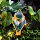 HANDMADE MAGNETIC BOOKMARK: Forest Owl and Gold Moon , Dark Forest and Barn Owl Bookmark , Owl and Moon Art , Barn Owl Bookmark