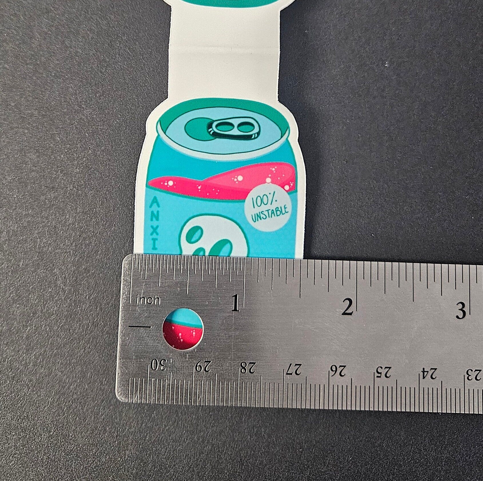 HANDMADE MAGNETIC BOOKMARK: AnxieTEA Teal Can , AnxieTEA Teal Magnetic Bookmark , AnxieTEA Art Bookmark , AnxieTEA Bookmark