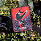 MAGNET: Crow Tarot Card Style , Red Tarot Card Style Decorative Magnet , Crow Decorative Magnet , Omen Magnet