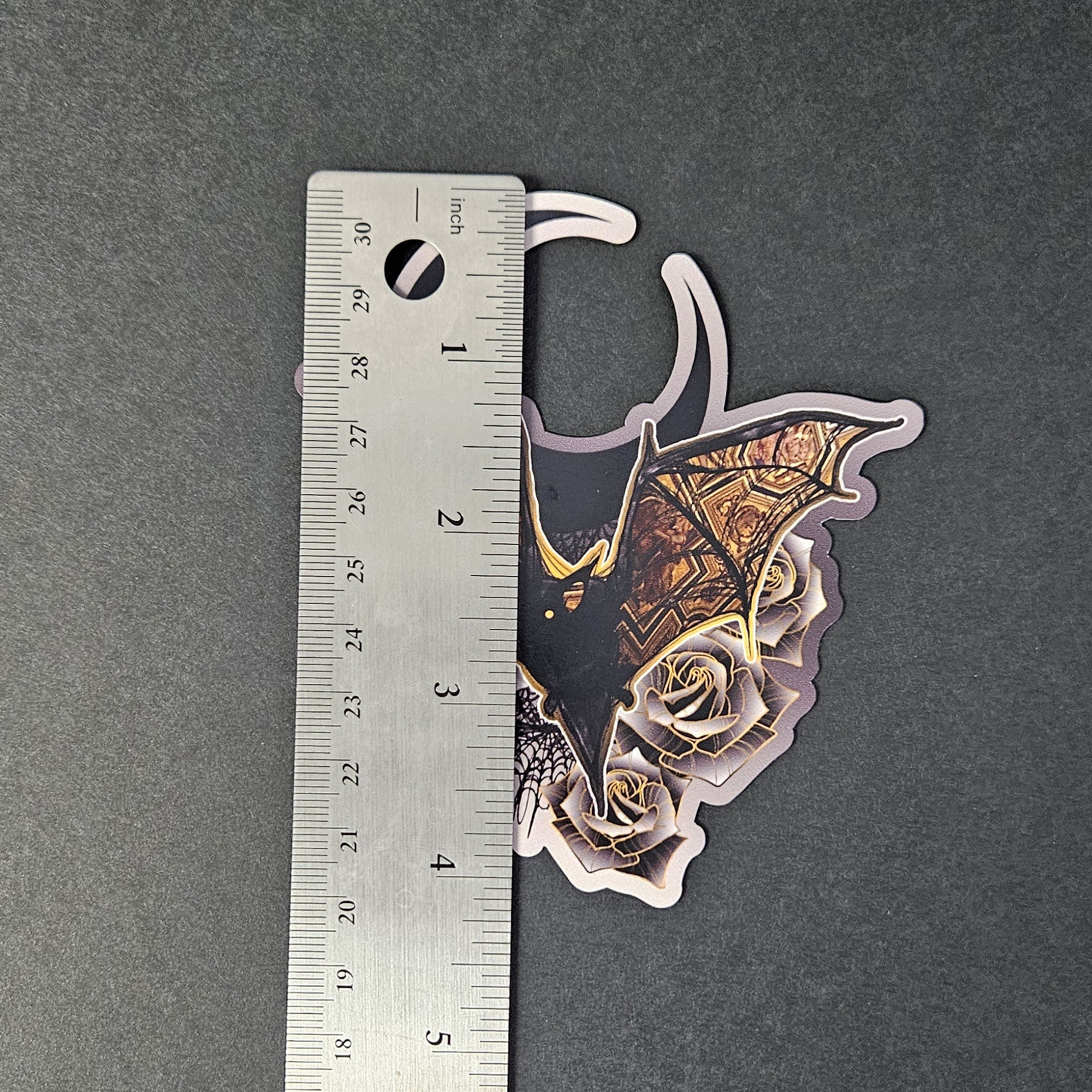 MAGNET: Florence Bat with Black Moon , Bat with Frescos and Night Sky Decorative Magnet , Bat and Moon Art Magnet , Bat and Moon Magnet