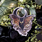 MAGNET: Florence Bat with Black Moon , Bat with Frescos and Night Sky Decorative Magnet , Bat and Moon Art Magnet , Bat and Moon Magnet