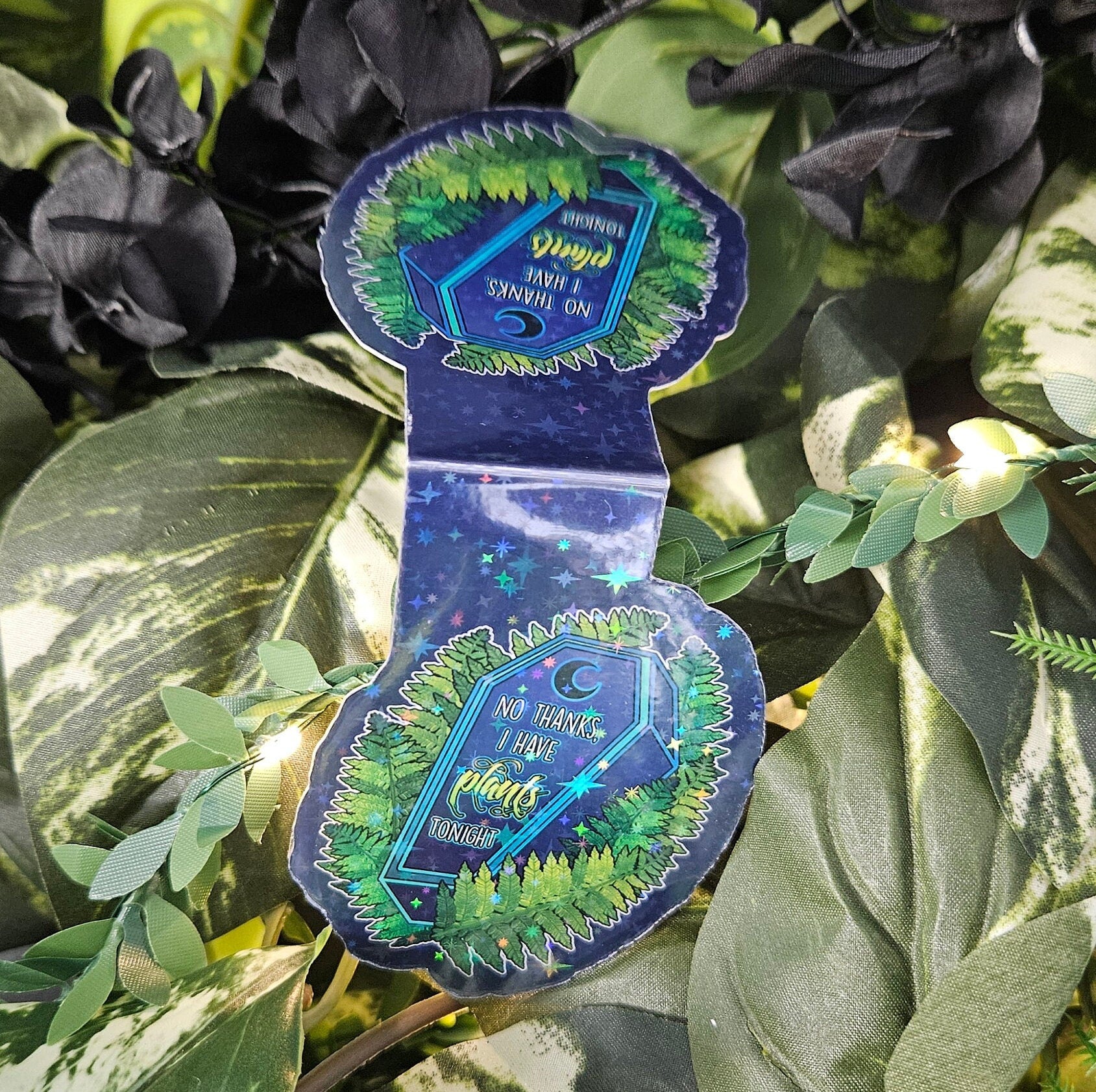 HANDMADE MAGNETIC BOOKMARK: I Have Plants Coffin , Purple Coffin Magnetic Bookmark , Plant Coffin Art , Plant Pun Bookmark