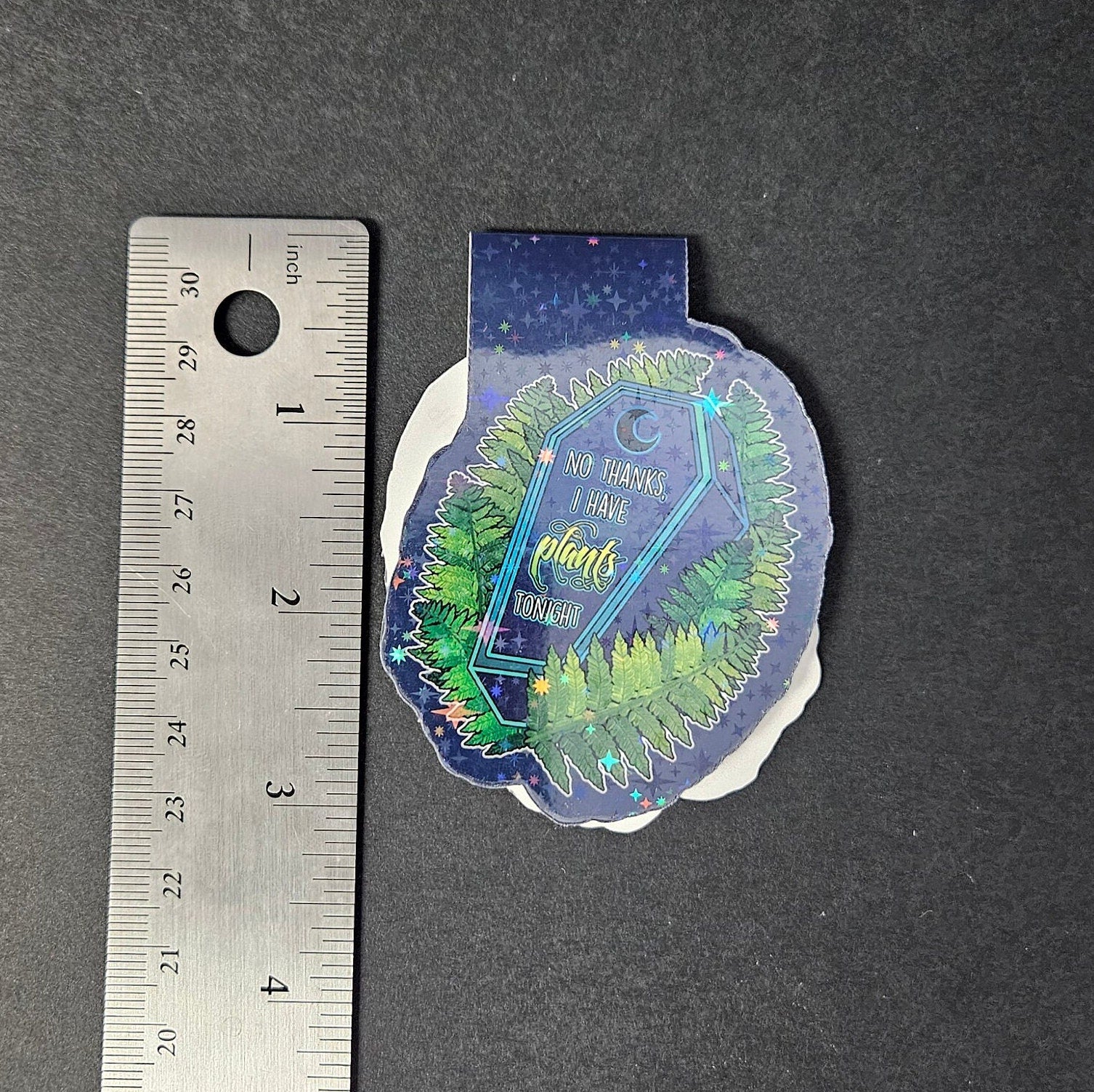 HANDMADE MAGNETIC BOOKMARK: I Have Plants Coffin , Purple Coffin Magnetic Bookmark , Plant Coffin Art , Plant Pun Bookmark