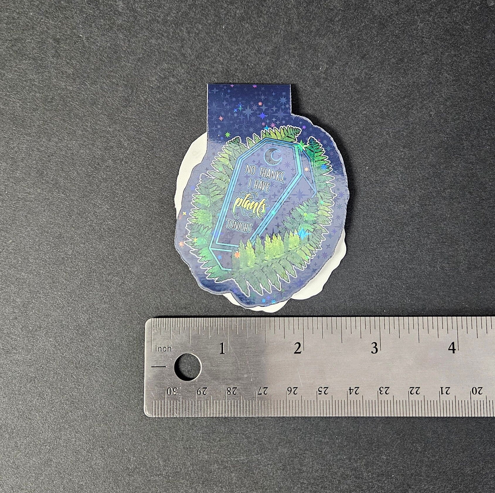 HANDMADE MAGNETIC BOOKMARK: I Have Plants Coffin , Purple Coffin Magnetic Bookmark , Plant Coffin Art , Plant Pun Bookmark