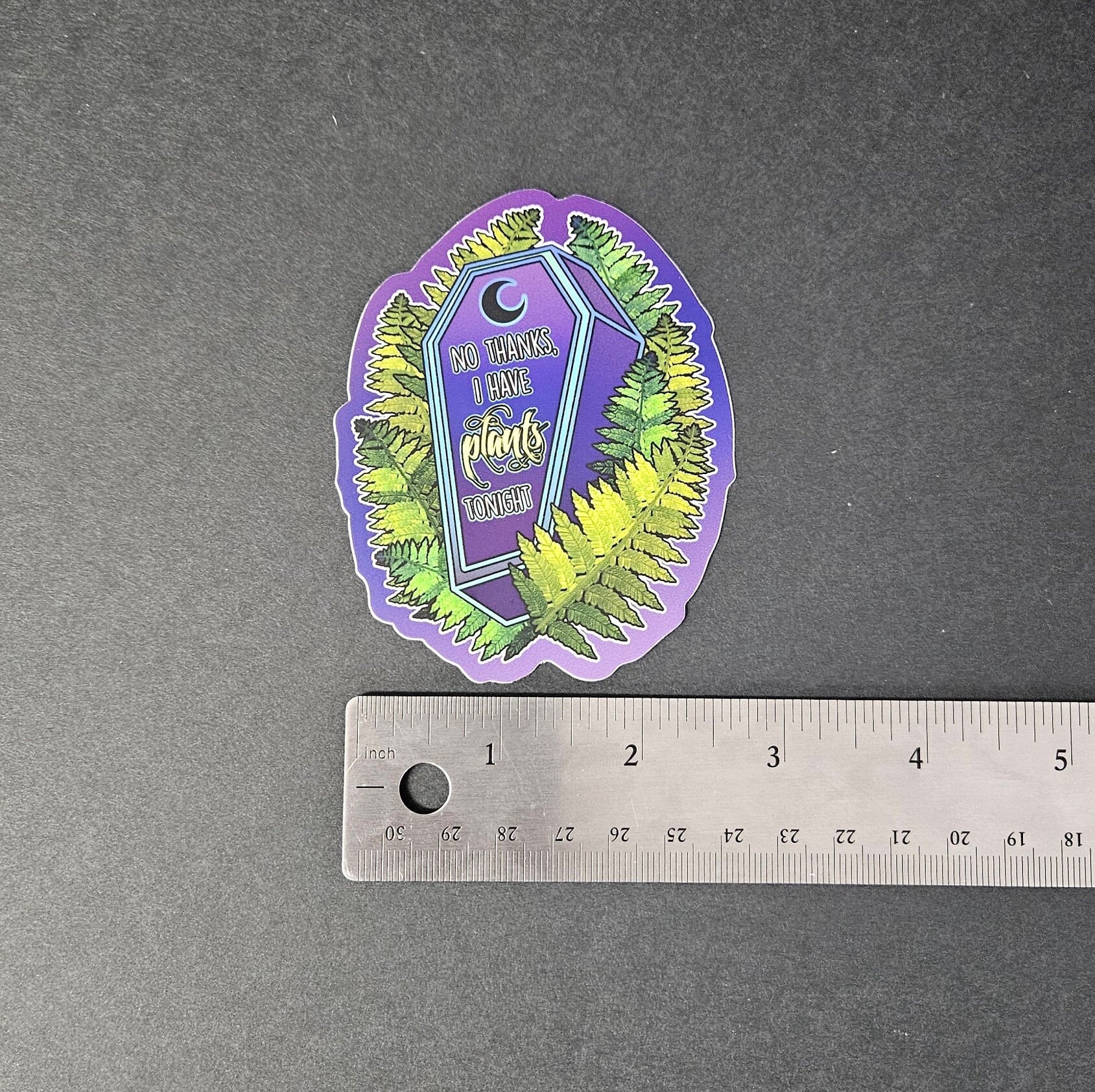 MATTE STICKER: I Have Plants Coffin Decorative Sticker , Purple Coffin Sticker , I Have Plants Coffin Sticker , Plant Humor Sticker