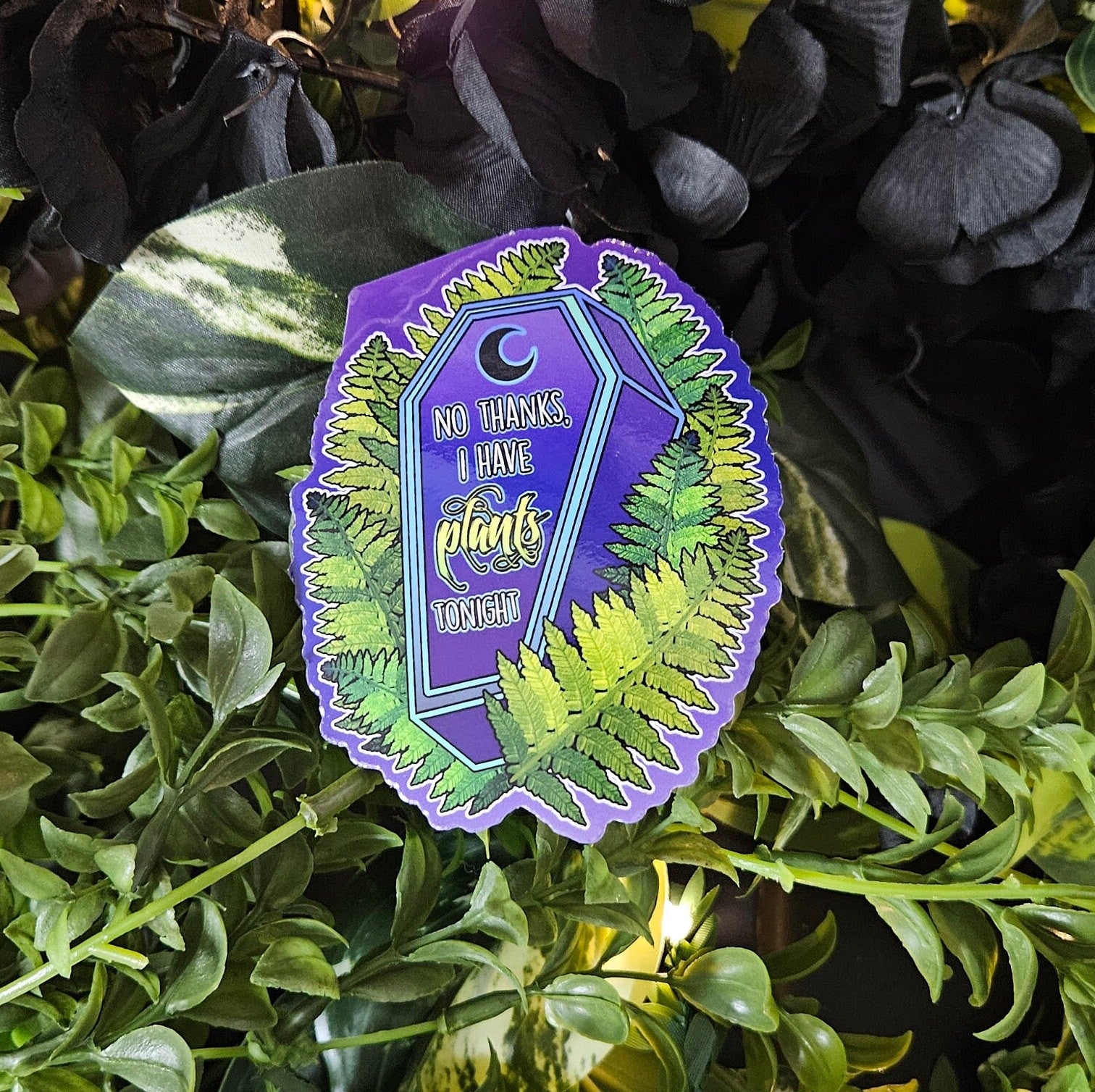 GLOSSY STICKER: I Have Plants Coffin Decorative Sticker , Purple Coffin Sticker , I Have Plants Coffin Sticker , Plant Humor Sticker