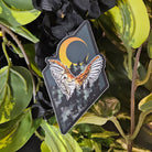 MATTE STICKER: Spooky Forest Barn Owl Art , Teal and Gold Forest Art , Barn Owl Flight Sticker , Barn Owl Sticker , Owl Sticker