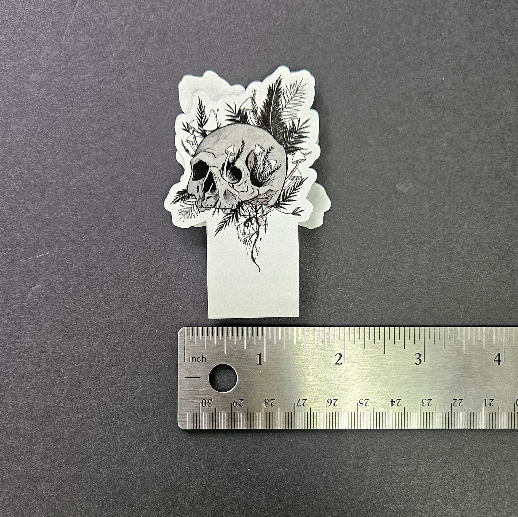HANDMADE MAGNETIC BOOKMARK: Rebirth Skull and Ferns , Rebirth Skull Magnetic Bookmark , Witch Bookmark , Skull Bookmark , Skull Art