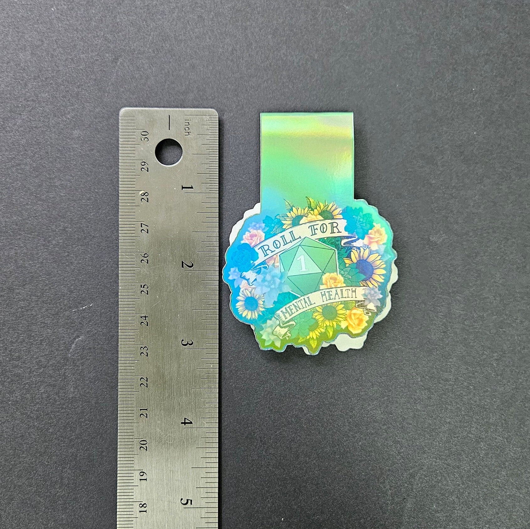 HANDMADE MAGNETIC BOOKMARK: Roll for Mental Health Natural One D20 , Roll for Mental Health Magnetic Bookmark , D20 Bookmark