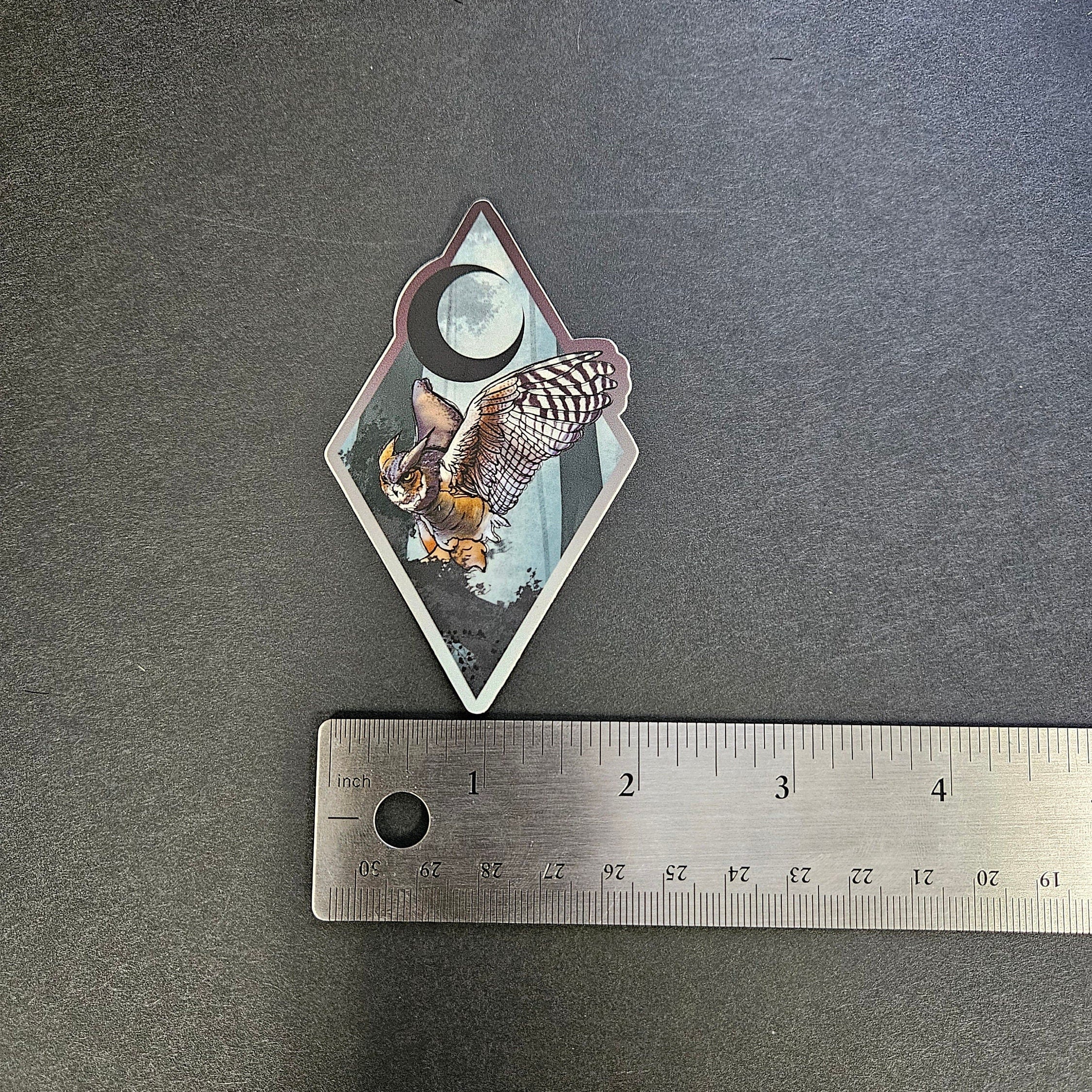 MATTE STICKER: Horned Owl and Misty Forest , Great Horned Owl in a Blue Twilight , Owl and Forest , Owl and Misty Forest Art