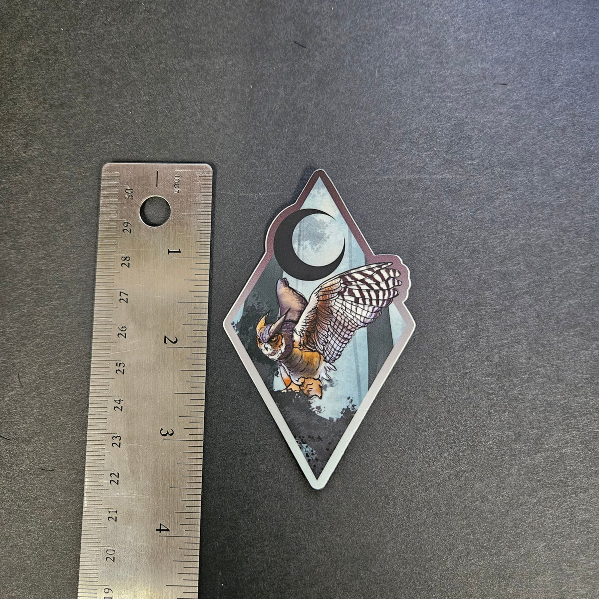 MATTE STICKER: Horned Owl and Misty Forest , Great Horned Owl in a Blue Twilight , Owl and Forest , Owl and Misty Forest Art