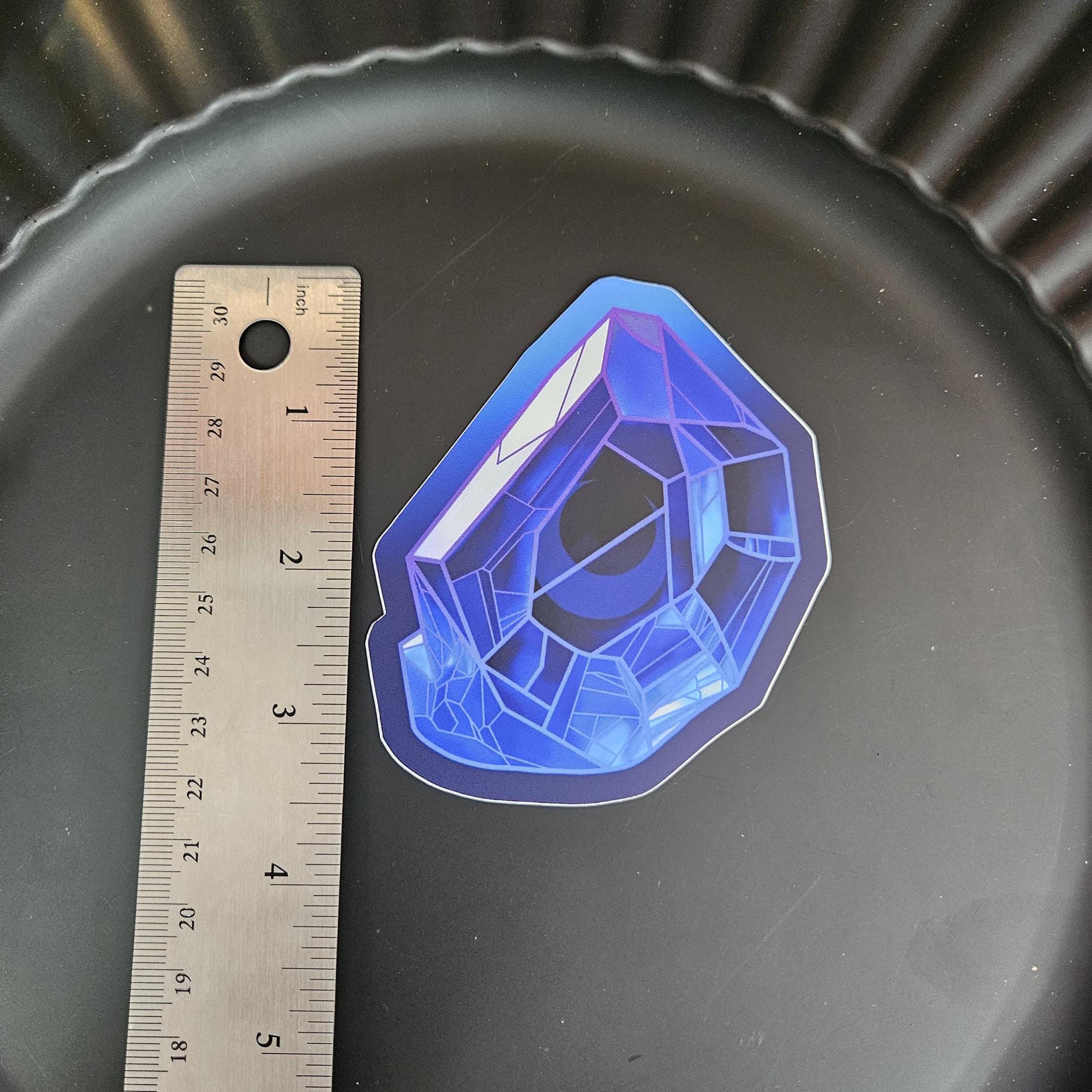 MATTE STICKER: Blue Crystal with Crescent Moon