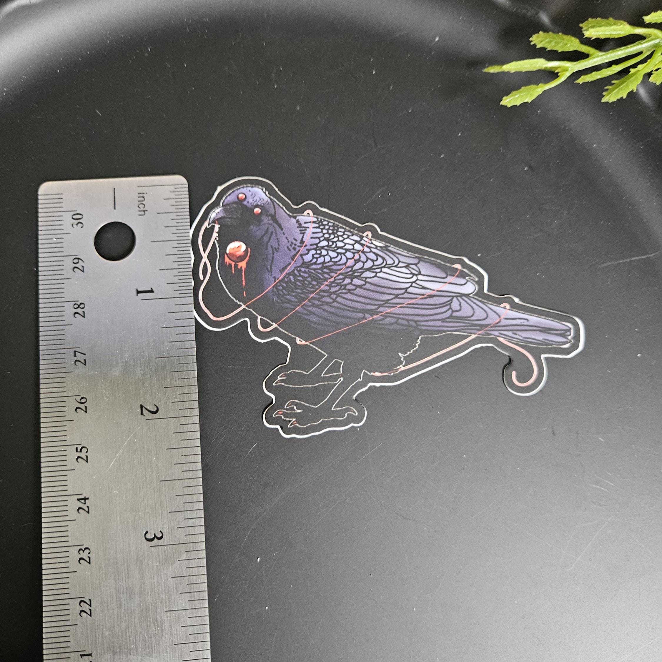 MATTE STICKER: Crow and Red Thread of Fate Decorative Sticker Acornandcrowstudio