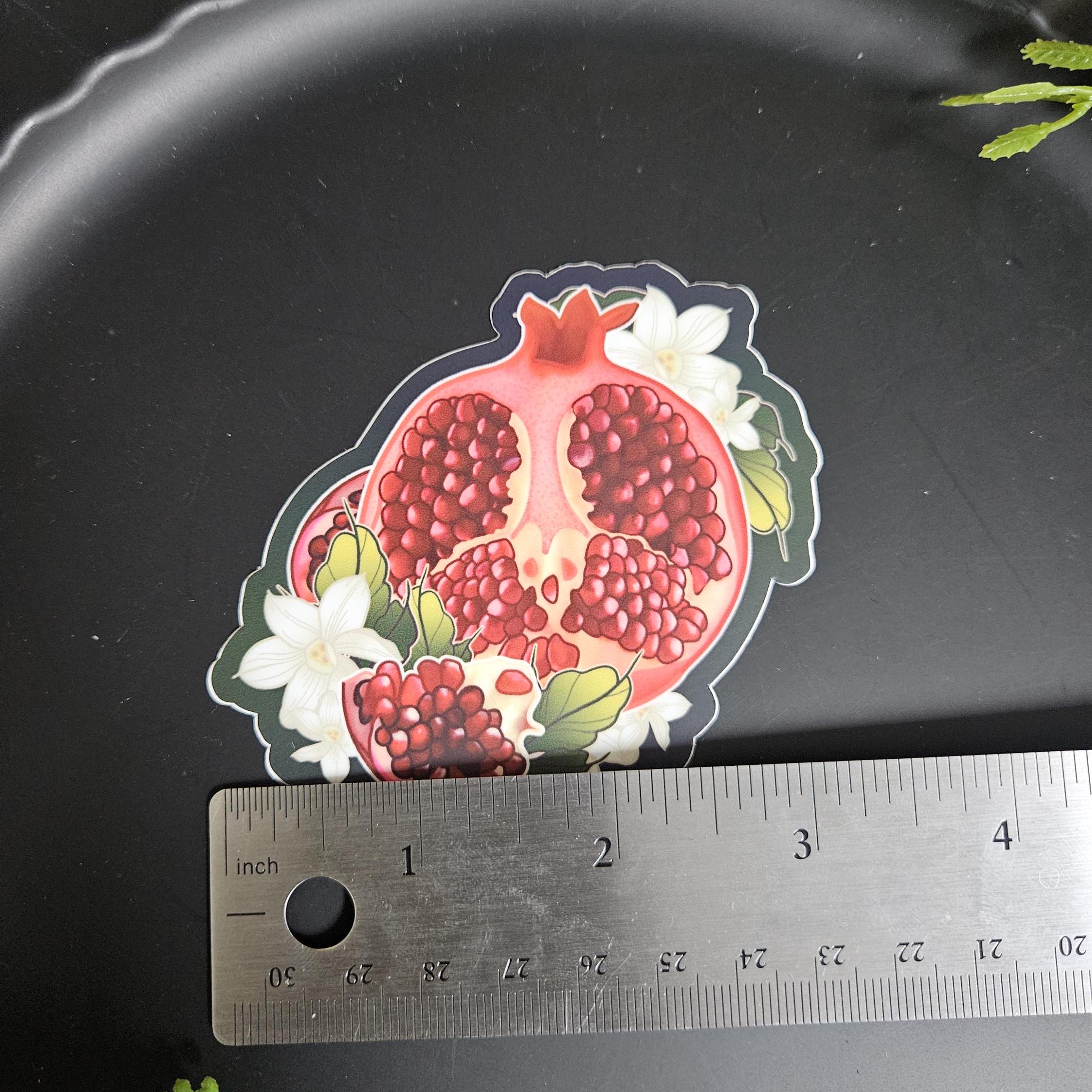 MATTE STICKER: Pomegranate and Narcissus - Hades and Persephone Decorative Sticker Acornandcrowstudio