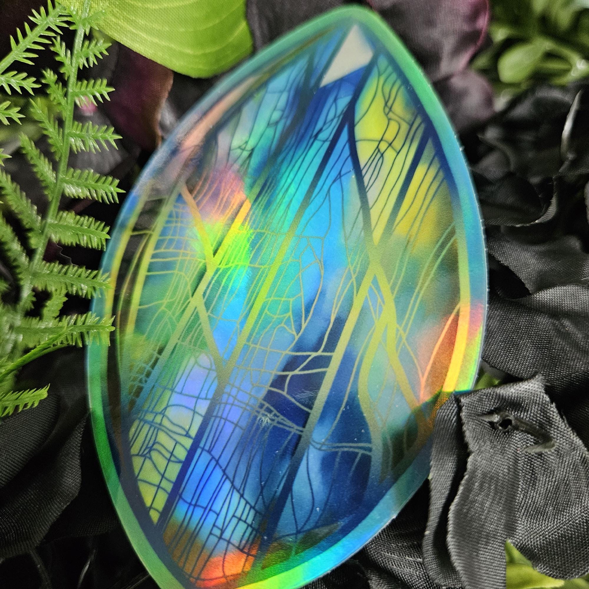 GLOSSY STICKER: Labradorite Crystal with HOLOGRAPHIC Overlay