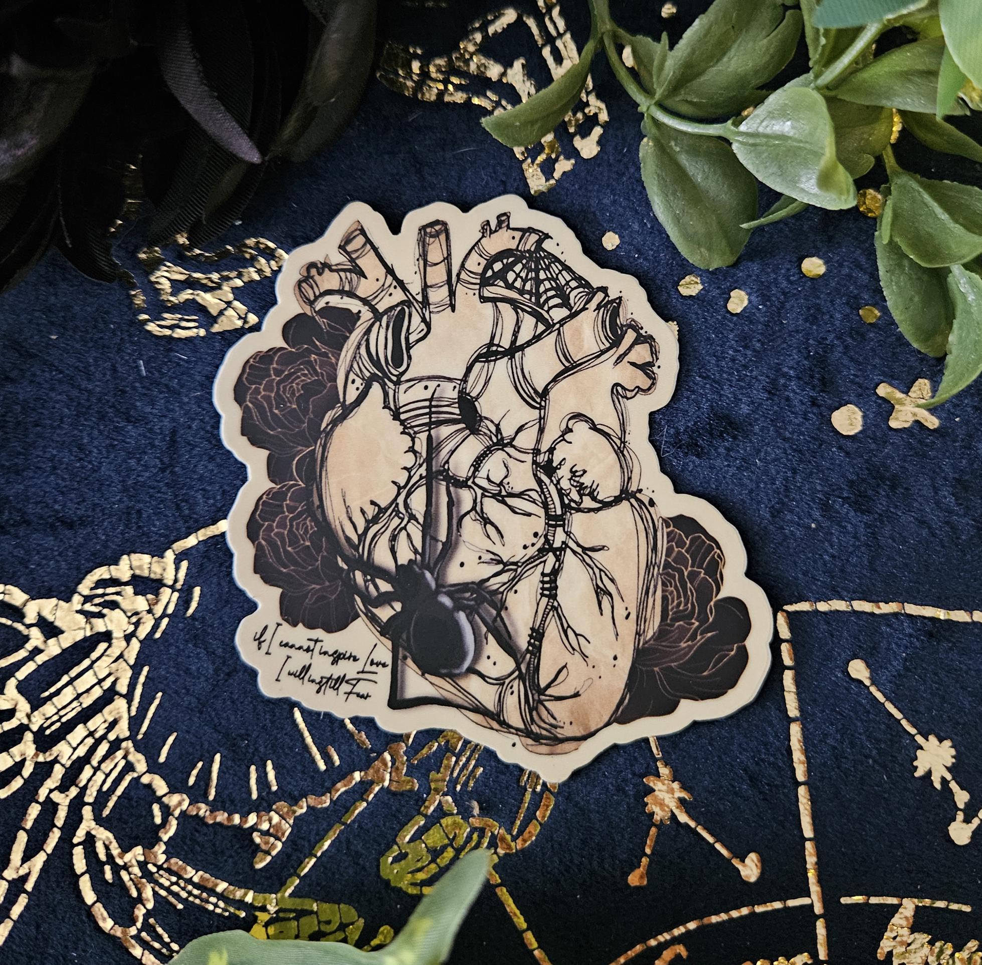 MATTE STICKER: Anatomical Fear Frankenstein Heart Decorative Sticker Acornandcrowstudio