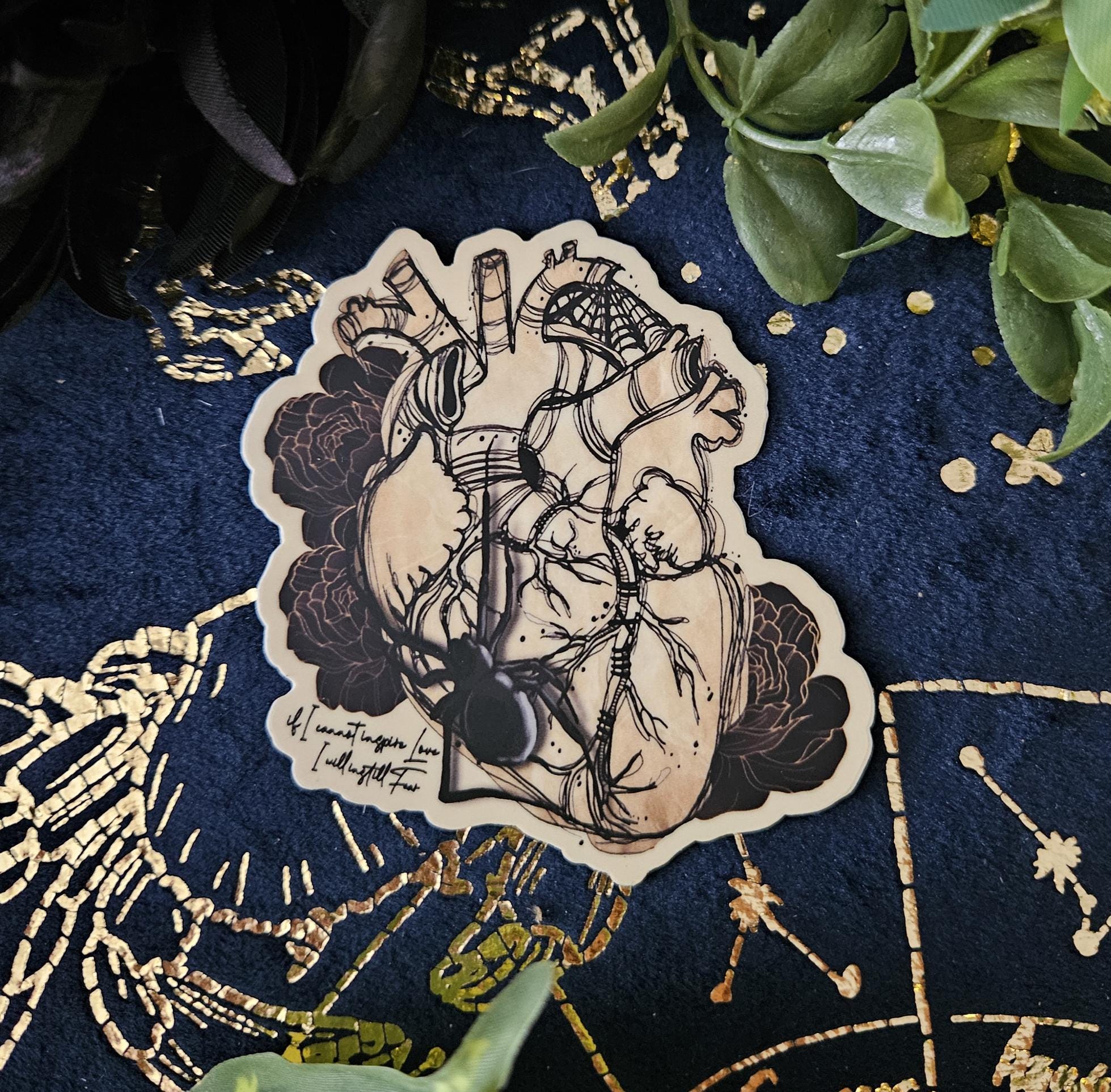 MATTE STICKER: Anatomical Fear Frankenstein Heart Decorative Sticker Acornandcrowstudio
