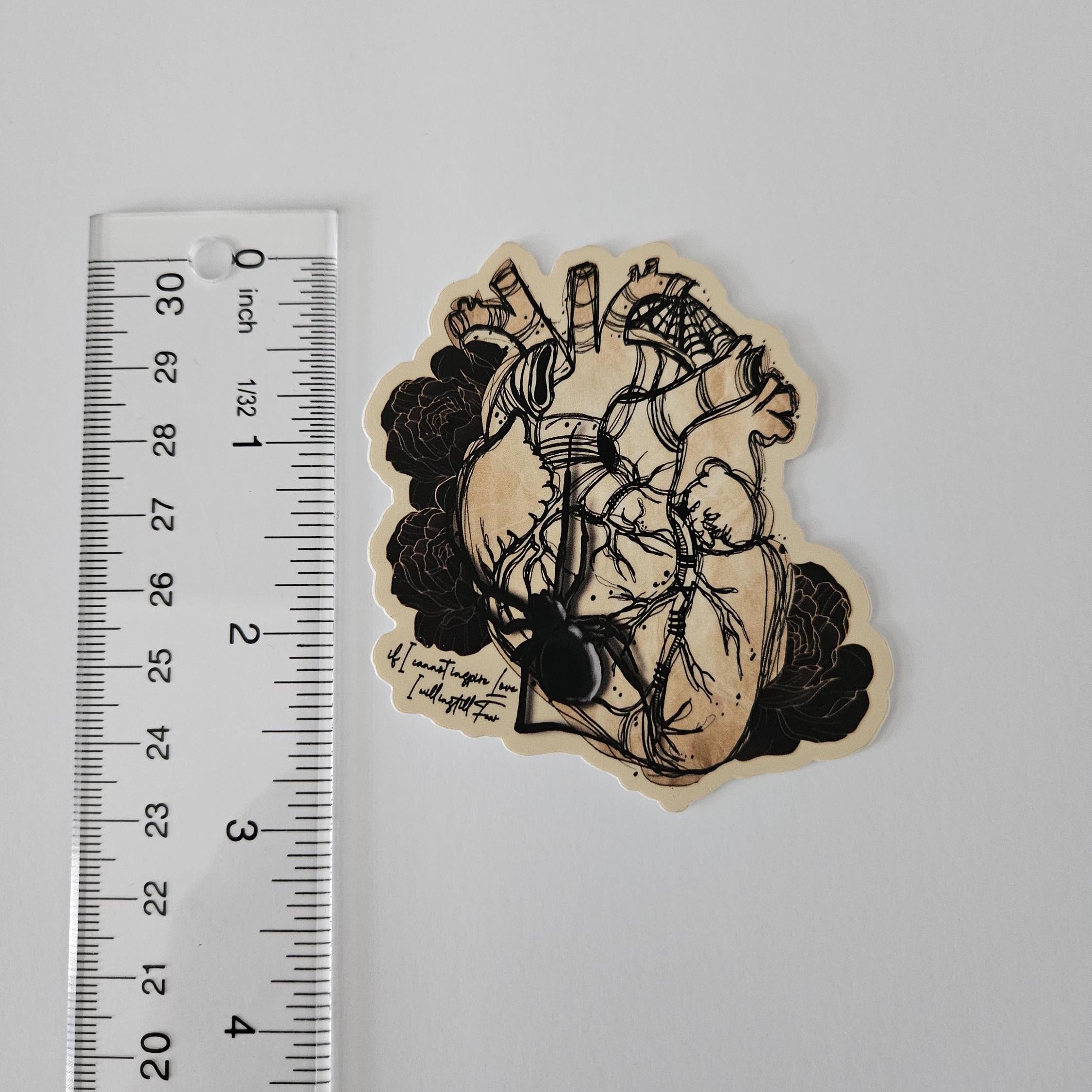 MATTE STICKER: Anatomical Fear Frankenstein Heart Decorative Sticker Acornandcrowstudio