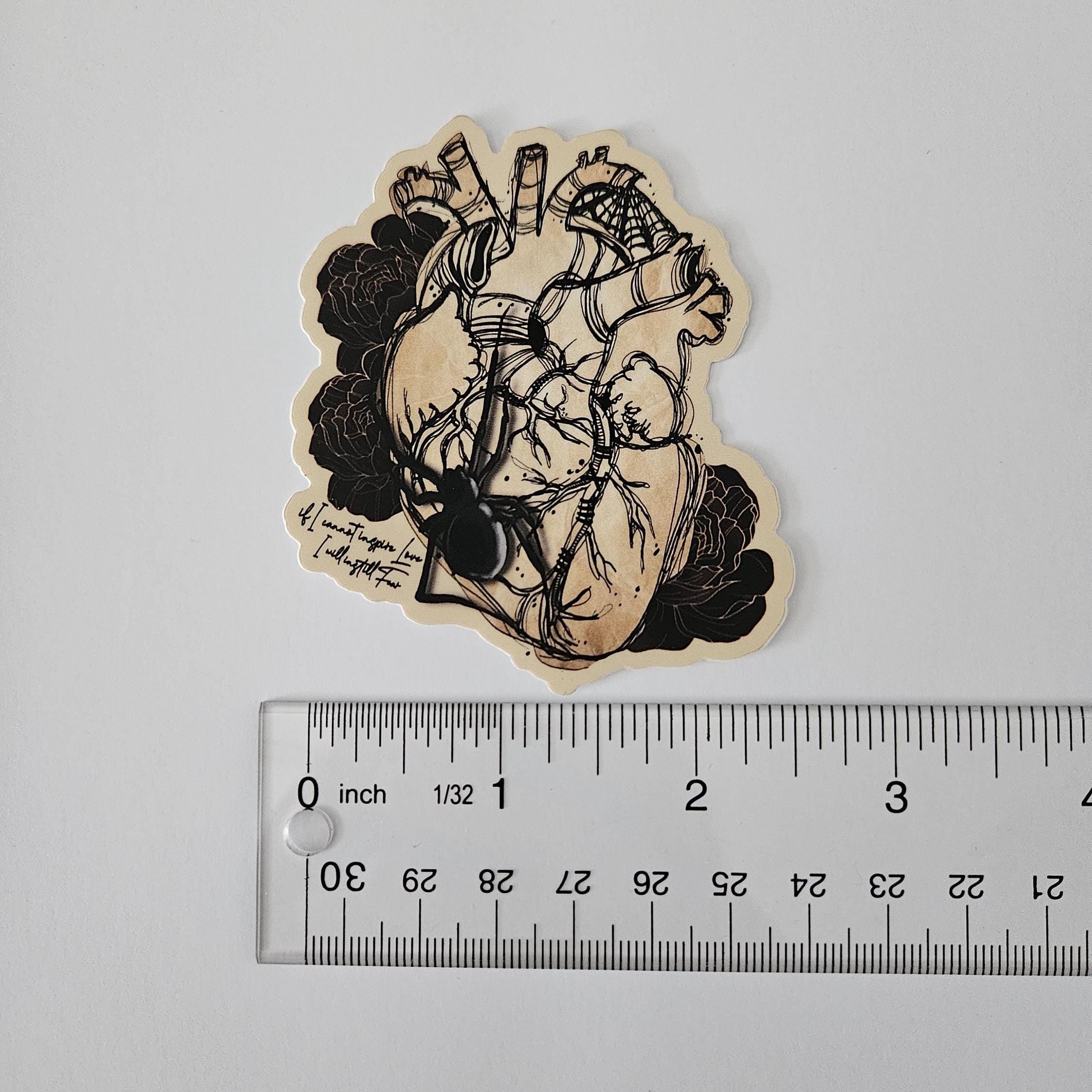 MATTE STICKER: Anatomical Fear Frankenstein Heart Decorative Sticker Acornandcrowstudio