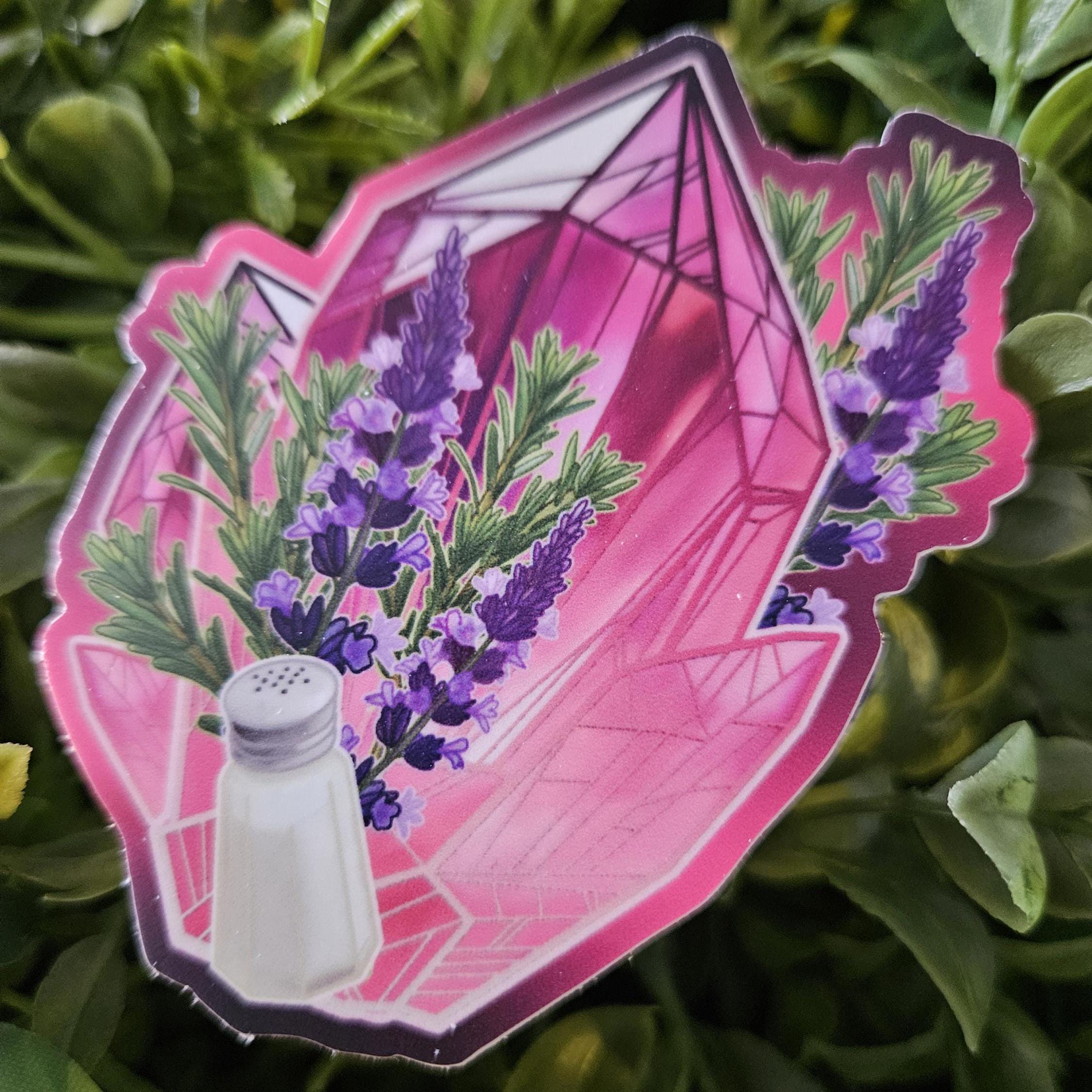 MATTE STICKER: Rosemary Lavender and Salt Magic Crystal , Witchy Crystal , Magic Crystal Art , Crystal Sticker