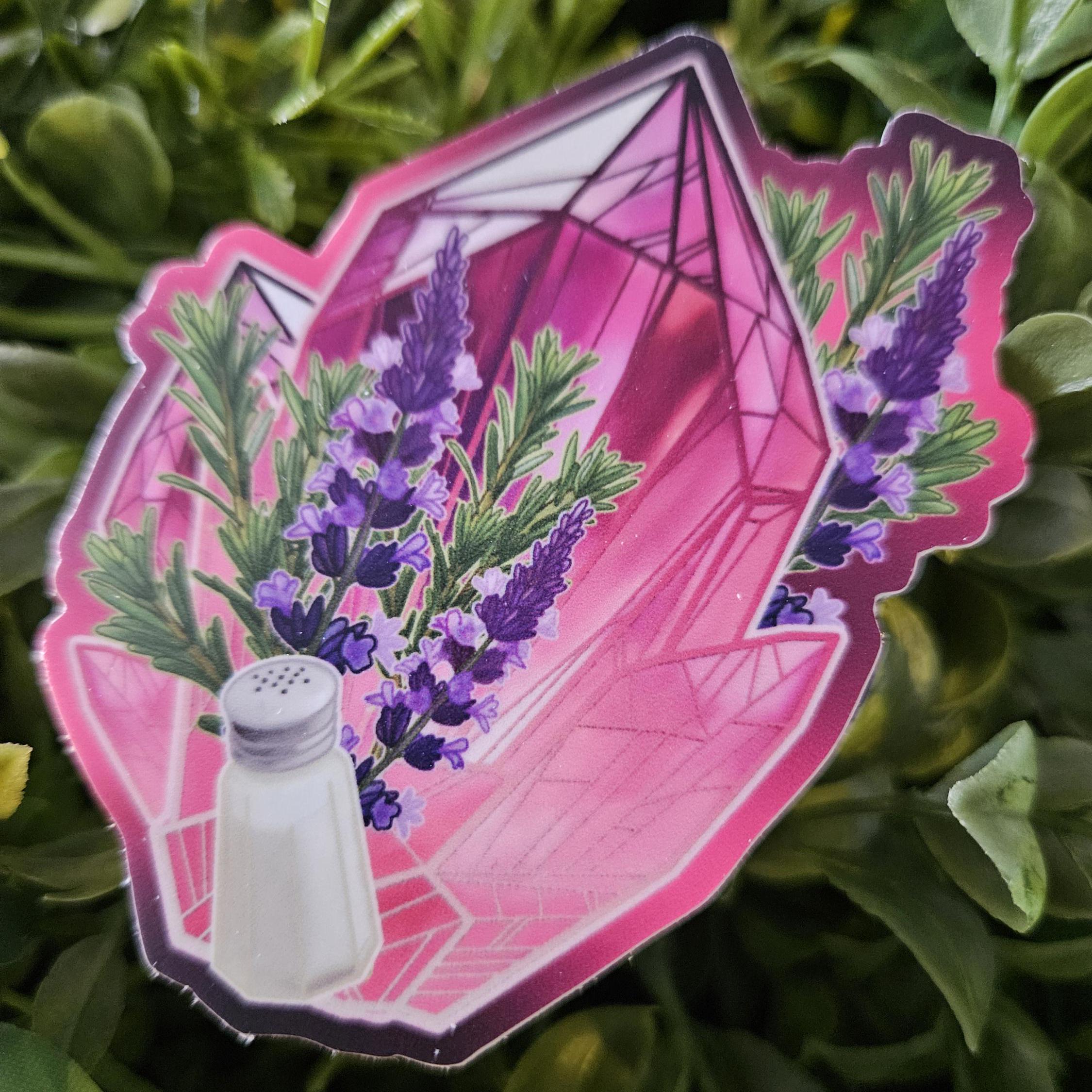 MATTE STICKER: Rosemary Lavender and Salt Magic Crystal , Witchy Crystal , Magic Crystal Art , Crystal Sticker Decorative Sticker Acornandcrowstudio