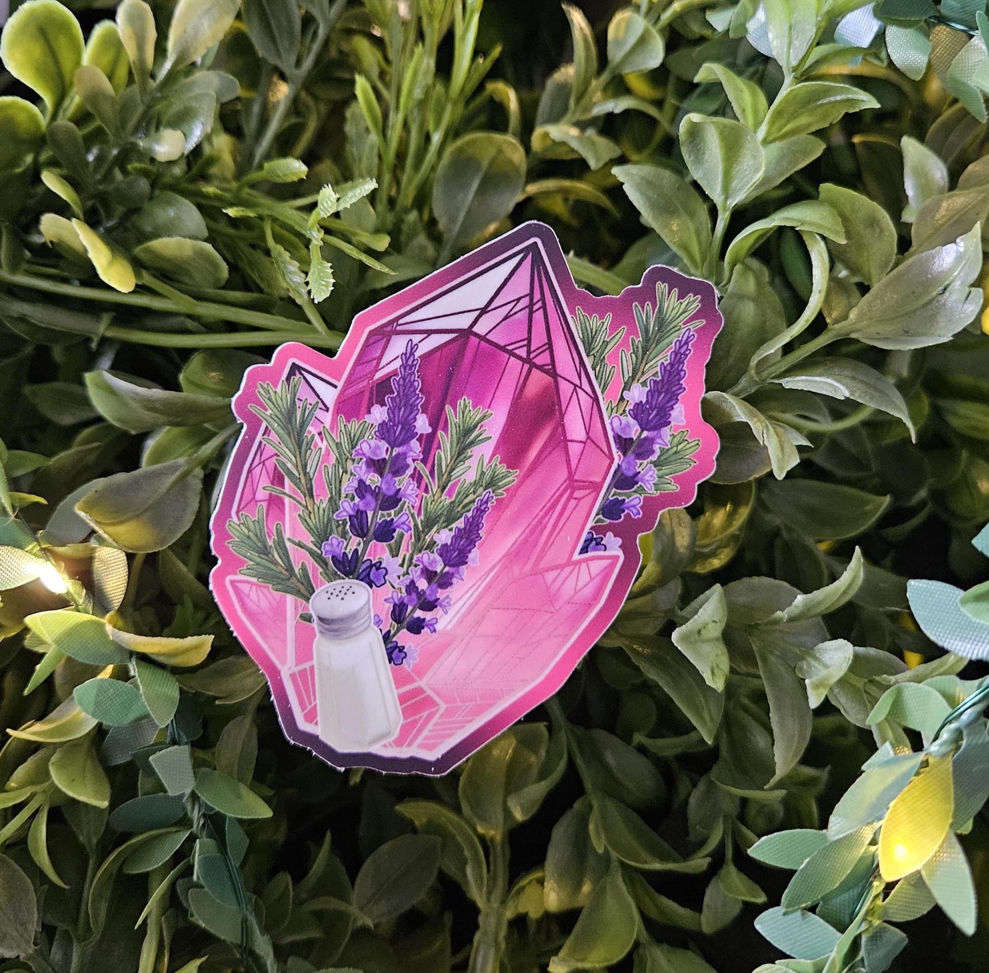 MATTE STICKER: Rosemary Lavender and Salt Magic Crystal , Witchy Crystal , Magic Crystal Art , Crystal Sticker