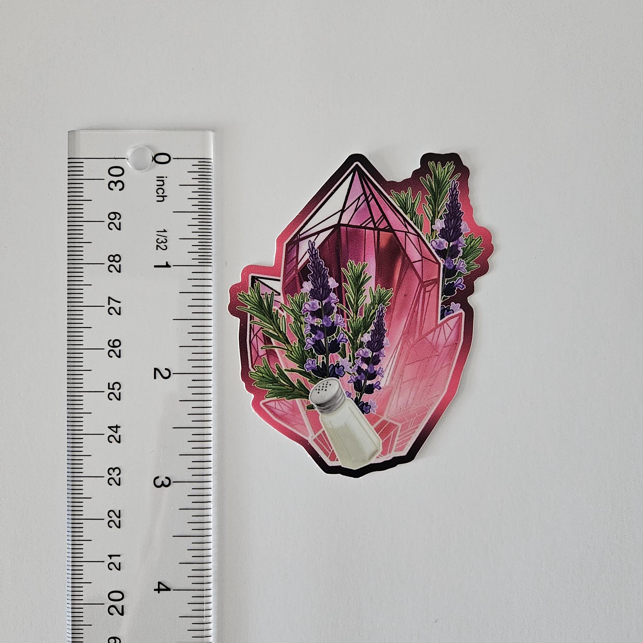 MATTE STICKER: Rosemary Lavender and Salt Magic Crystal , Witchy Crystal , Magic Crystal Art , Crystal Sticker Decorative Sticker Acornandcrowstudio