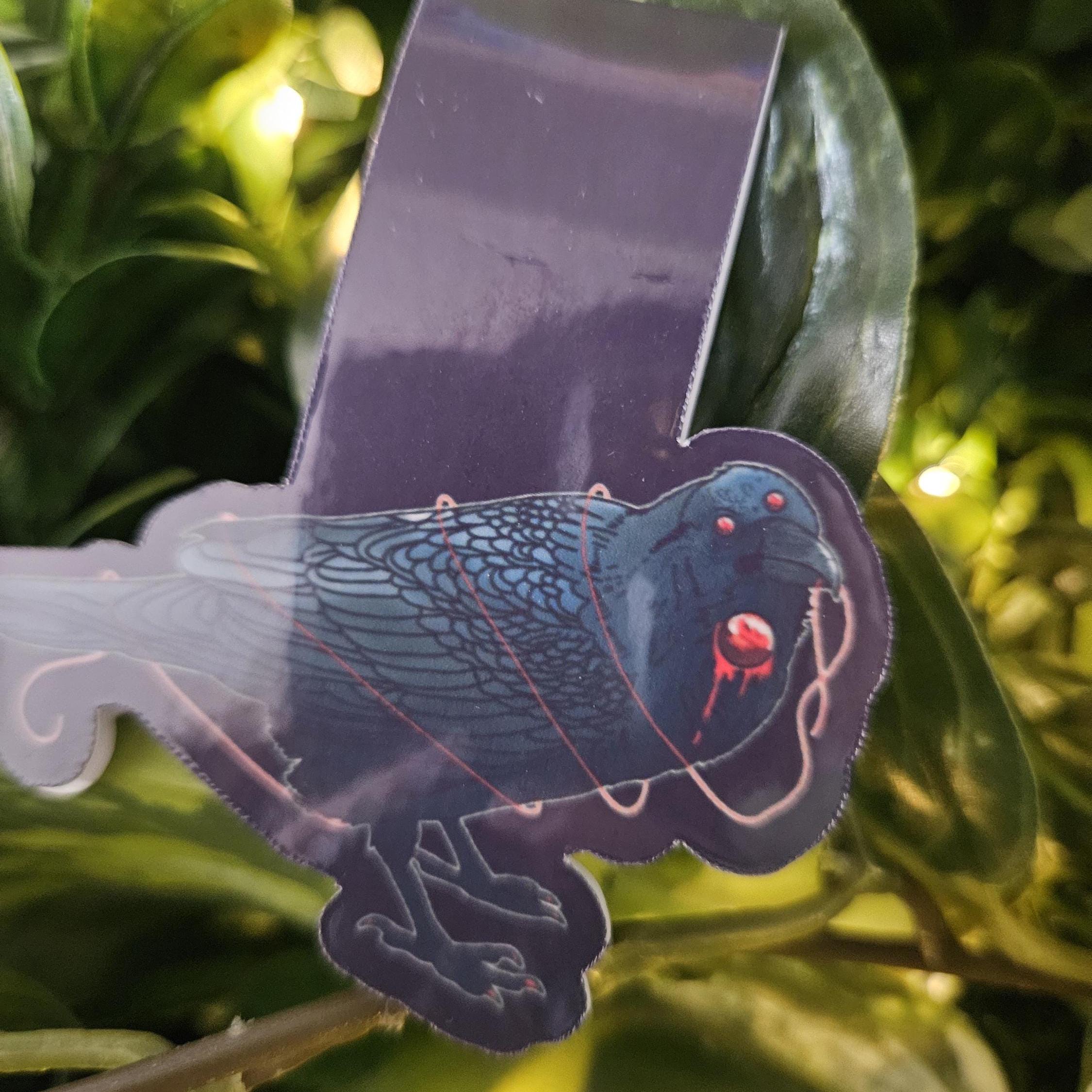 HANDMADE MAGNETIC BOOKMARK: Crow with Red Thread of Fate